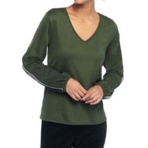 THE LIMITED Beaded Sleeve Olive blouse